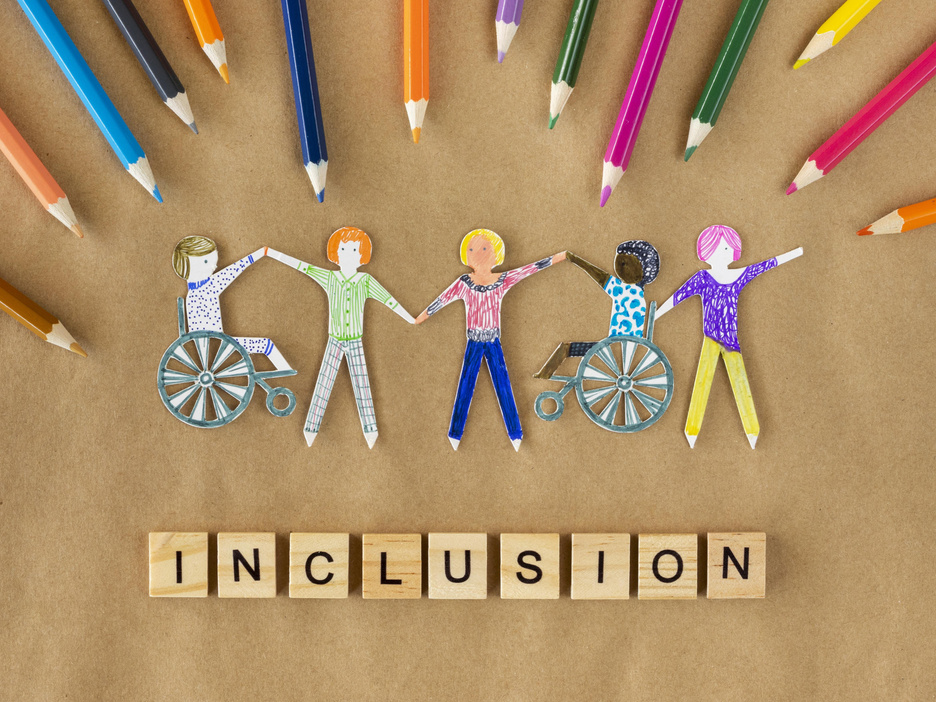 multi ethnic disabled people community inclusion concept. Hi